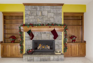 Glowing Fireplace for the Holidays clipart