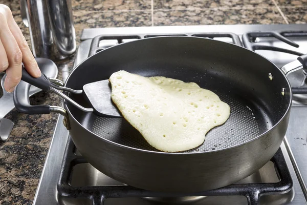 Pancake Batter being Fried — Stock Photo, Image