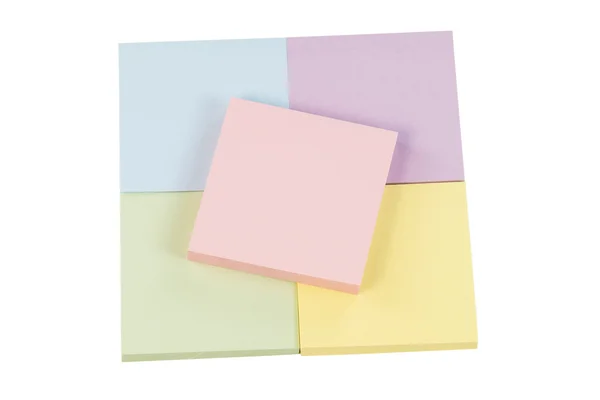 Sticker pad notes in many colors on white background — Stock Photo, Image