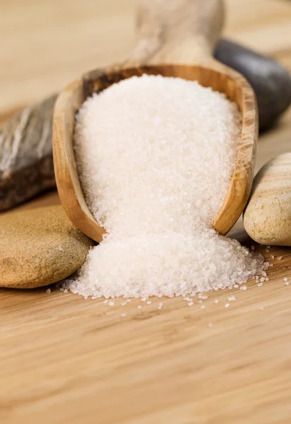 Coarse Salt in Wooden Spoon — Stock Photo, Image