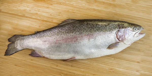 Large Trout on Bamboo Board — Stock Photo, Image