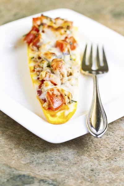 Slice of Baked Zucchini with fresh ingredients on top — Stock Photo, Image