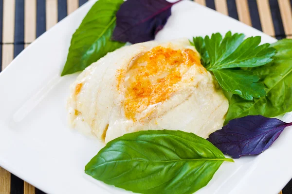 Baked Stuffed Sole Fish with Herbs on side — Stock Photo, Image
