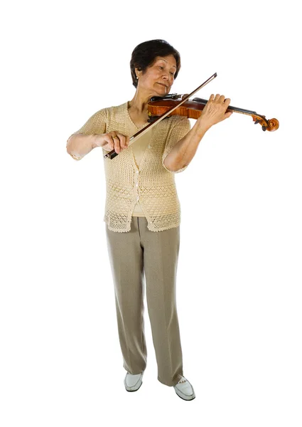 Seniorin spielt Geige — Stockfoto