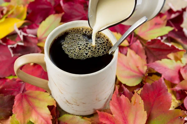 Fresh Cream added to Black Coffee — Stock Photo, Image