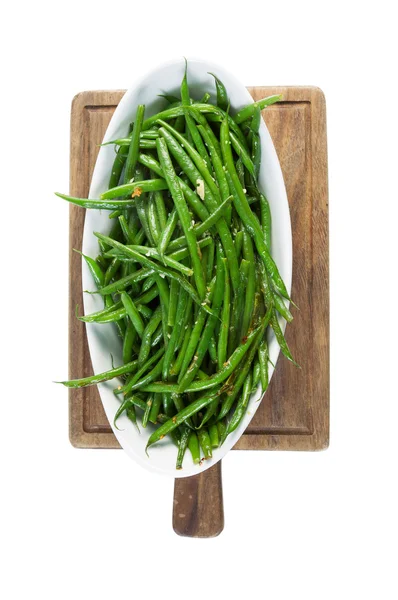 갓 조리 된 녹색 콩 흰색 절연 — 스톡 사진