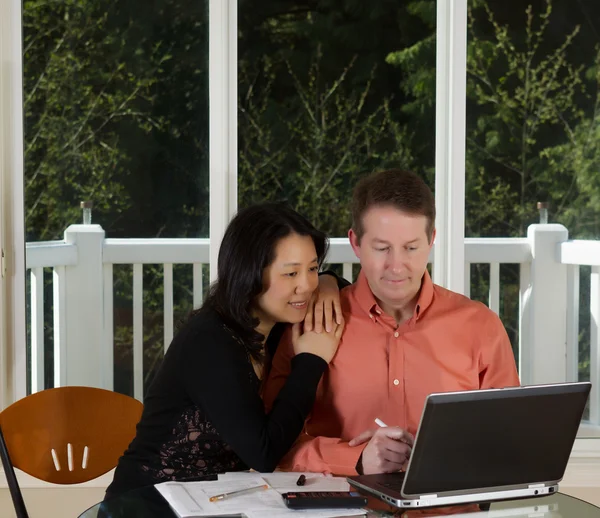 Happy Couple working at home — Stock Photo, Image