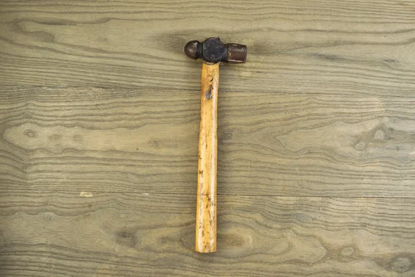 Weathered Ball Peen Hammer on Aged Wood — Stock Photo, Image