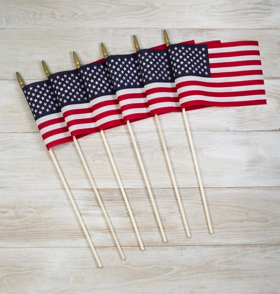 United of America Flags on white faded wood — Stock Photo, Image