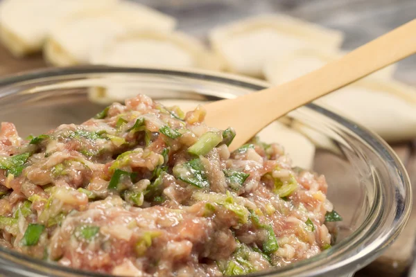 Making Fresh homemade Chinese Dumplings — Stock Photo, Image