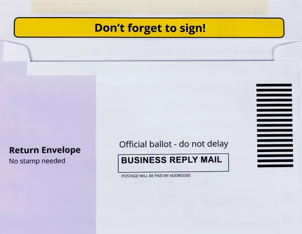 Vista Frontal Del Correo Electoral Boleta Electoral Para Futuras Elecciones — Foto de Stock