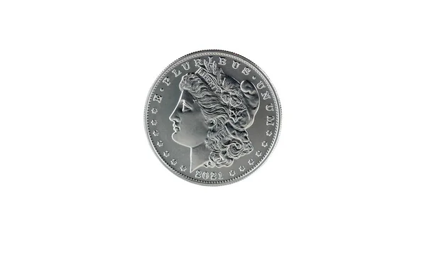 Morgan Zilveren Dollar Perfecte Staat Geïsoleerd Witte Achtergrond — Stockfoto