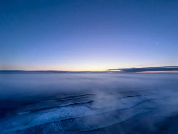 Ранковий Схід Сонця Атлантичному Океані Частковим Місяцем Зіркою — стокове фото