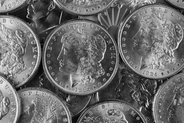 ヴィンテージドル硬貨のアメリカの銀地金 — ストック写真