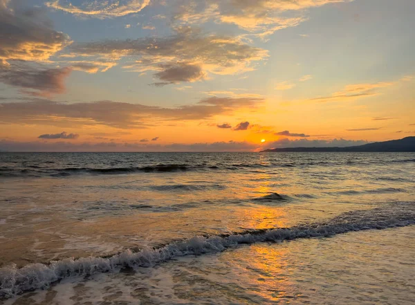 Fading Golden Sunset Pacific Ocean Mexico Tropical Background Nature — Stock Photo, Image