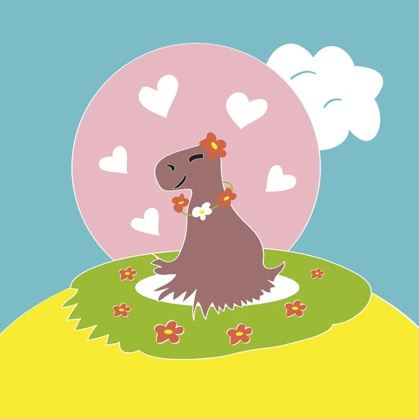 Capybara in Love — Stock Vector