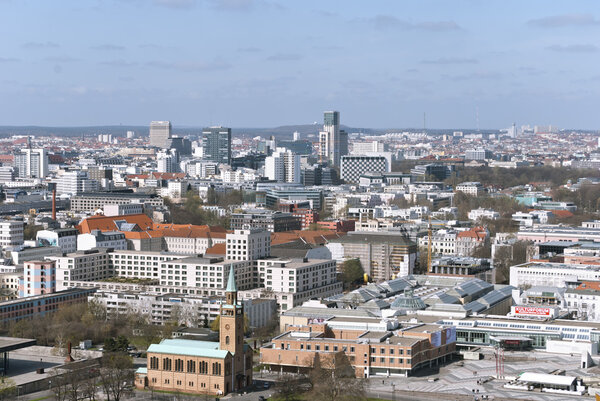 View of the modern city and St. Matthaeuskirche in Berlin, Germany