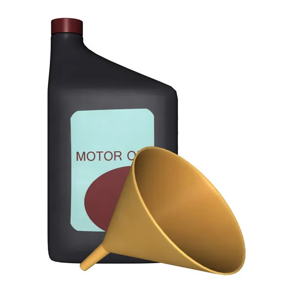 Motoröl und Trichter — Stockfoto