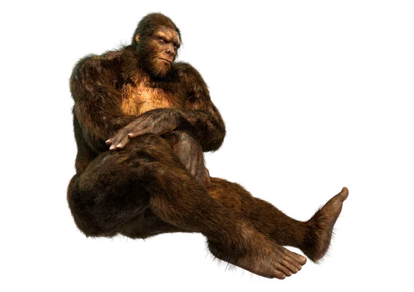 Weergave Van Een Sasquatch Bigfoot Geïsoleerd Witte Achtergrond — Stockfoto