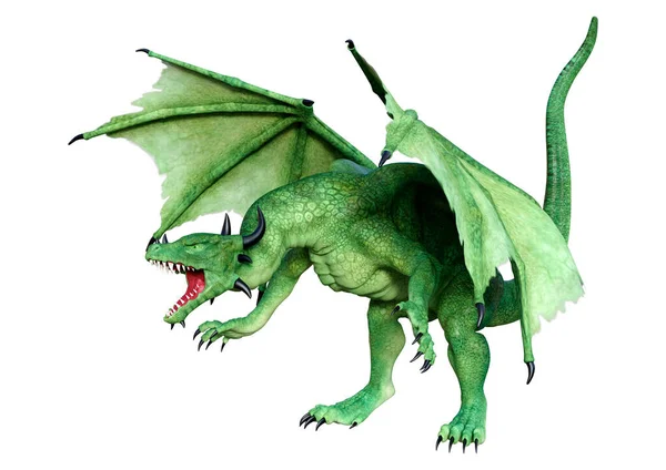 Darstellung Eines Fantasie Drachen Isoliert Auf Weißem Hintergrund — Stockfoto