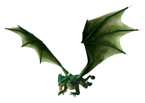 Darstellung Eines Fantasie Drachen Isoliert Auf Weißem Hintergrund — Stockfoto