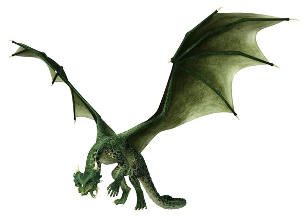 Darstellung Eines Fantasie Drachen Isoliert Auf Weißem Hintergrund — Stockfoto