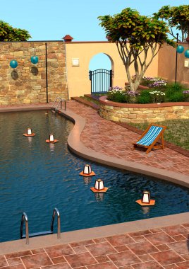 Özel bir havuzun 3 boyutlu görüntülenmesi