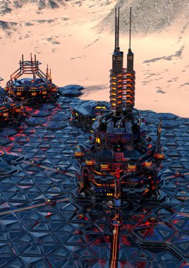 Bir bilim kurgu gezegeninin 3 boyutlu görüntülemesi