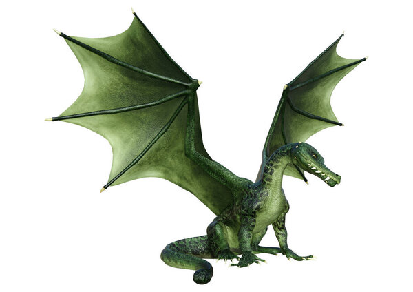 3D рендеринг фантазии дракона изолированы на белом фоне