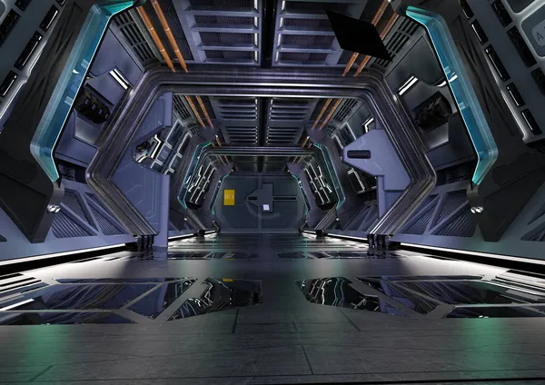 未来のサイエンスフィクションの廊下の3Dレンダリング — ストック写真