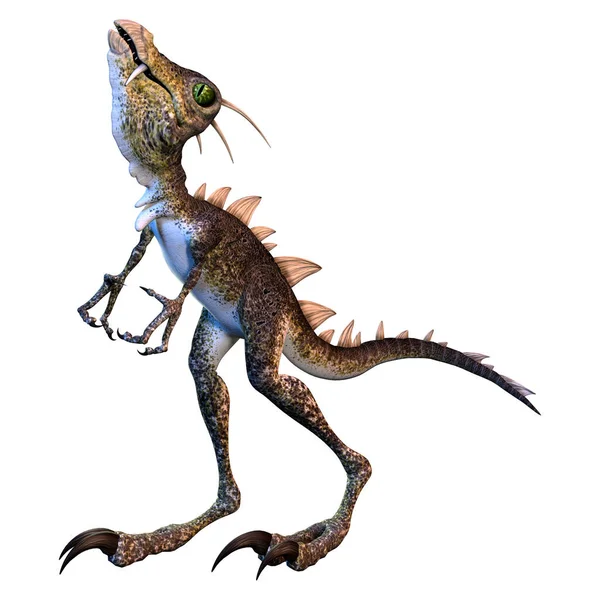在白色背景上孤立的幻想爬行动物恐龙的3D渲染 — 图库照片