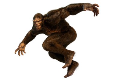 Beyaz arkaplanda izole edilmiş bir Koca Ayak veya Kocaayak 'ın 3B canlandırması