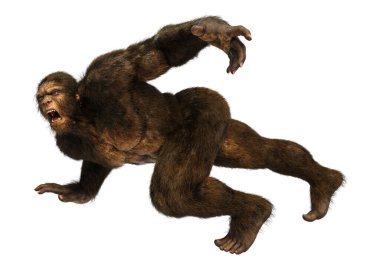 Beyaz arkaplanda izole edilmiş bir Koca Ayak veya Kocaayak 'ın 3B canlandırması