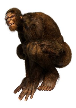 Beyaz arkaplanda izole edilmiş bir Koca Ayak veya Kocaayak 'ın 3B canlandırması