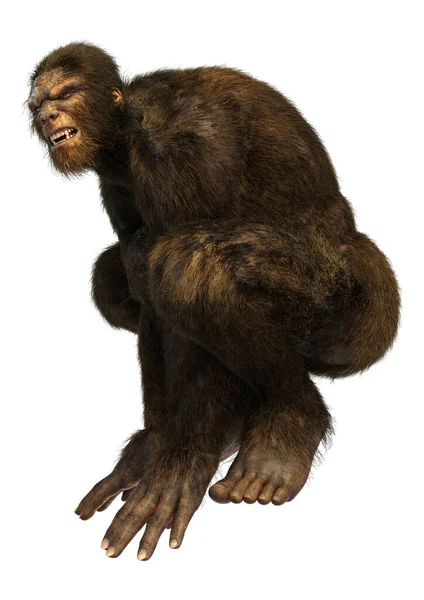 Beyaz arkaplanda izole edilmiş bir Koca Ayak veya Kocaayak 'ın 3B canlandırması