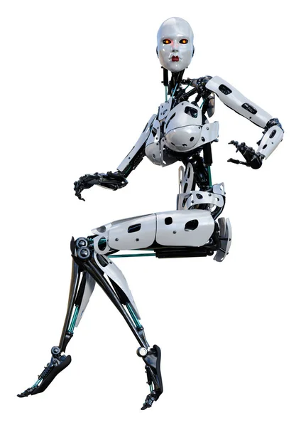 Rendering Robot Femmina Isolato Sfondo Bianco — Foto Stock