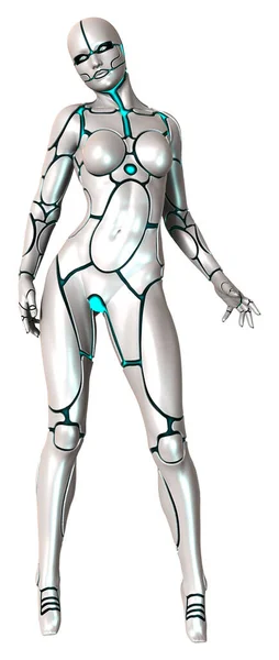 Rendering Female Robot Isolated White Background — Stock Photo, Image