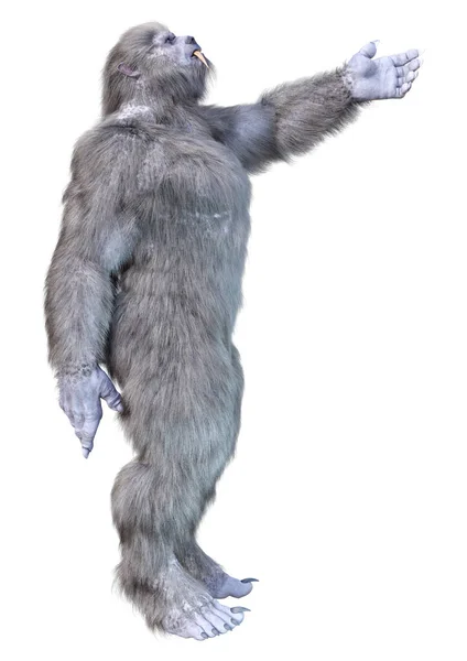 Darstellung Eines Schneelebewesen Oder Eines Bigfoot Isoliert Auf Weißem Hintergrund — Stockfoto