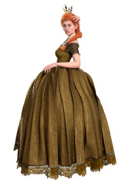 Beyaz arka plan üzerinde izole bir güzel peri masalı Prenses 3D render