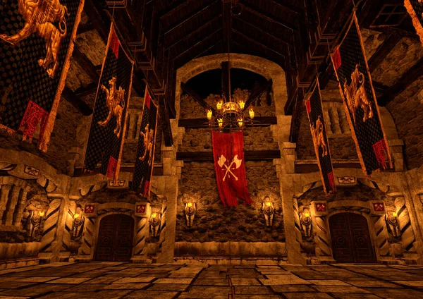 おとぎ話の3Dレンダリング中世の城の内部 — ストック写真