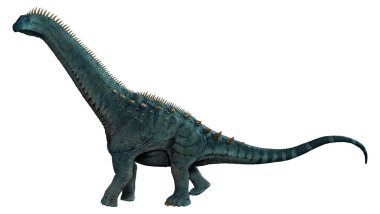 Beyaz arkaplanda izole edilmiş bir dinazor Alamosaurus 'un 3D görüntülemesi