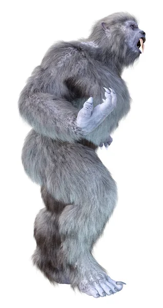 Vykreslení Sněžného Zvířete Nebo Bigfoot Izolované Bílém Pozadí — Stock fotografie