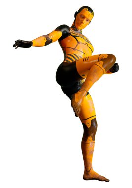 Beyaz arkaplanda izole edilmiş bir erkek robotun 3B görüntülemesi