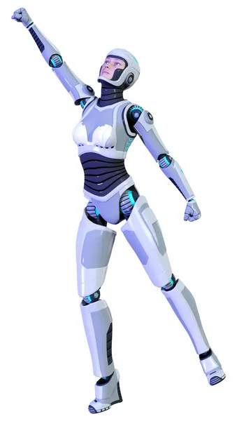 Rendering Robot Femmina Isolato Sfondo Bianco — Foto Stock