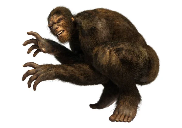 Sasquatch Bigfoot 렌더링흰 배경에 — 스톡 사진