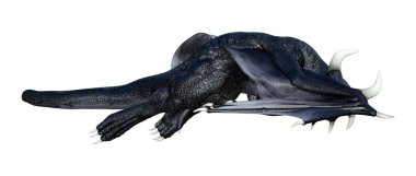 Beyaz arka planda izole edilmiş bir fantezi ejderhanın 3 boyutlu canlandırması