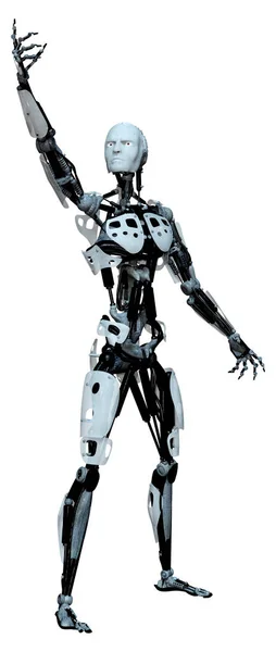 Renderelés Egy Férfi Robot Elszigetelt Fehér Háttér — Stock Fotó