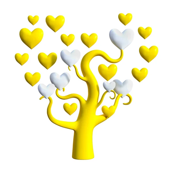Renderização Uma Árvore Coração Isolada Fundo Branco — Fotografia de Stock