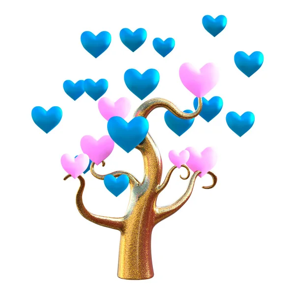 Renderização Uma Árvore Coração Isolada Fundo Branco — Fotografia de Stock