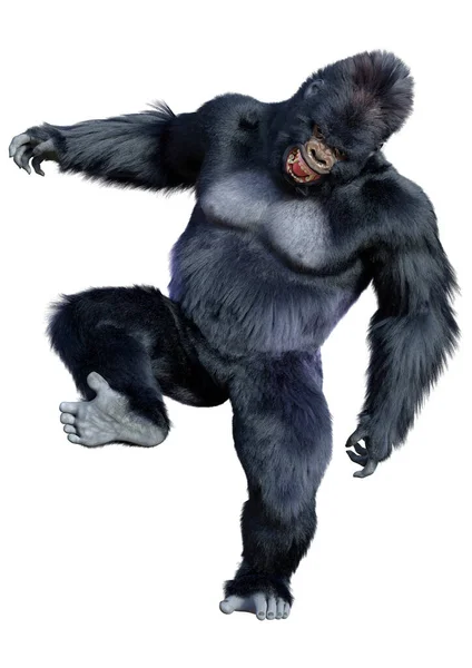 Rendering Black Gorilla Ape Isolated White Background — Stock Photo, Image